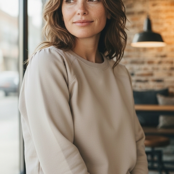 Cream Knit Top 2X Minimalist Old Money Style Short Sweater - Picture 4 of 5